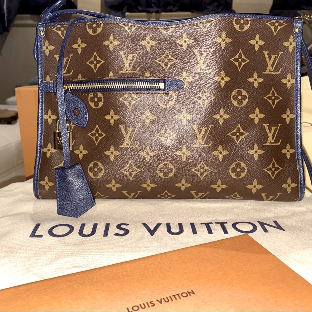 Louis Vuitton Popincourt PM Monogram PM Blue Canvas, Leather Tote Bag